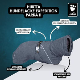 Hurtta Expedition Parka II Hundemantel wasserdicht aus bluesign-geprüftem Material Schwarz Grau – Bild 1 von 4