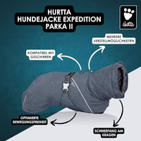 Produktbild von Hurtta Expedition Parka II Hundemantel wasserdicht aus bluesign-geprüftem Material Schwarz Grau