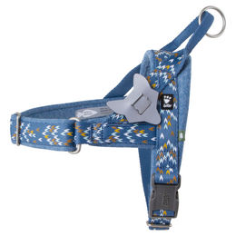 Hurtta Razzle Dazzle Norwegergeschirr für Welpen in Bilberry Jeansblau mit Edelstahl-Elementen – Bild 1 von 8