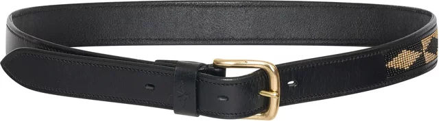 HV Polo Damen Ledergürtel Chaya schwarz-gold mit Perlenbesatz 105 cm – Bild 1 von 1