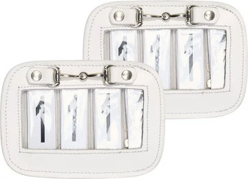 Produktbild von HV Polo Gloria Quadratisches Reitnummernschild aus Kunstleder für Pferde 2er Pack Weiß