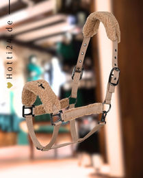 Produktbild von HV Polo Halfter HVPTeddy Straw in Beige mit Plüschbesatz