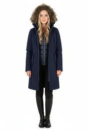 Produktbild von HV Polo Reitmantel Isa für Damen Navy Blau wasserabweisend Wintermantel