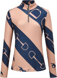 HV Polo Reittrikot langarm Damen HVPGwenny und HV Polo Top HVPGwenny Print Damen navy Größe XS – Bild 1 von 1