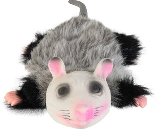 Produktbild von Hyper Pet Real Skinz Opossum Quietschspielzeug aus Polyester in Grau und Schwarz 30 x 15 x 8 cm