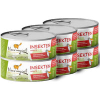 Produktbild von I Love My Cat Futterset für Katzen mit sensibler Verdauung – 12 Dosen getreidefreies Nassfutter mit Insekten (je 100 g) und Gastro Relax Pulver (80 g) inklusive Jutebeutel - 12 x 80 g