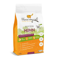 Produktbild von I love my cat ILMC Katzenfutter Set mit Huhn getreidefrei und hypoallergen bestehend aus Trockenfutter 1,2 kg und 6 Dosen Nassfutter inklusive Jute Beutel - 7 x 100 g