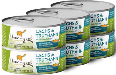 I love my cat Katzenfutter Nassfutter Lachs und Truthahn Adult Getreidefrei und Glutenfrei 6x100g - 6 x 100 g – Bild 1 von 9