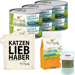 I love my cat Sparset für German Rex Katzen Nassfutter und Trockenfutter mit Lachs und Truthahn getreidefrei – Bild 1 von 3