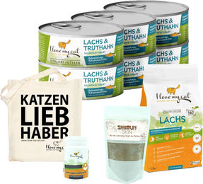 I love my cat Sparset für Russisch Blau mit Lachs und Truthahn getreidefrei Trocken- und Nassfutter – Bild 1 von 2
