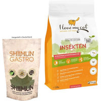 Produktbild von I love my cat Sparset Trockenfutter für Katzen mit Pankreatitis mit Insektenprotein und Shiimun Gastro Diätfutter zur Unterstützung der Magen-Darm-Verdauung - 2 x 1,2 kg