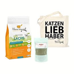 Produktbild von I Love my Cat Sparset für Katzen mit Übergewicht Getreidefreies Trockenfutter mit Lachs und Nahrungsergänzung mit Shiitake - 1,25 kg