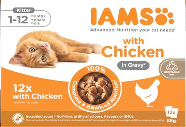 Produktbild von IAMS Delights Kitten Nassfutter Huhn in Sauce - 12 x 85 g