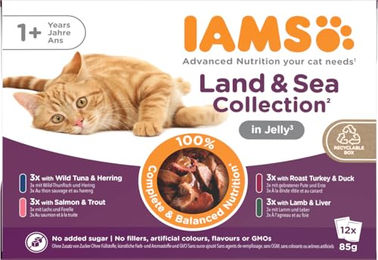 Produktbild von IAMS Delights Land & Sea Collection Katzenfutter Nass - 12 x 85 g