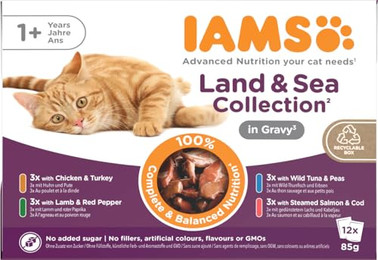 Produktbild von IAMS Delights Land & Sea Collection Katzenfutter Nass - 12 x 85 g