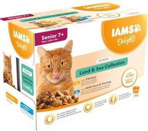 Produktbild von IAMS Delights Senior Katzenfutter Nass mit Huhn und Fisch in Sauce - 12 x 85 g