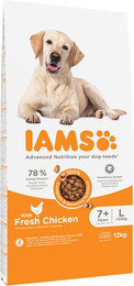 Produktbild von IAMS Senior Hundefutter trocken mit Huhn für ältere Hunde großer Rassen - 2 x 12 kg