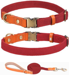 Produktbild von Illes-Laedchen Hunde-Halsband Set Hundehalsband und Hundeleine Leine und Halsband Nylon Leder, hochwertigste Qualität - erhältlich in vielen Größen und Farben