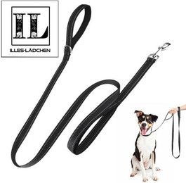 Produktbild von Illes-Laedchen Hundeleine schwarz mit Doppelgriff 150cm