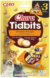 Produktbild von INABA Cat Churu Tidbits Chicken Recipe 3x12g weiche und cremige Leckerlis mit Huhn und Lachs für Katzen