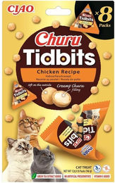 INABA Cat Churu Tidbits Chicken Recipe 8x12g weiche und cremige Leckerlis mit Huhn und Lachs für Katzen – Bild 1 von 7