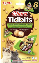 INABA Cat Churu Tidbits Chicken Recipe with Dashi Flavor 8x12g Weiche und cremige Hühnerleckerlis mit Dashi-Brühe-Geschmack für Katzen – Bild 1 von 7
