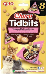 INABA Cat Churu Tidbits Tuna and Salmon Recipe weiche und cremige Leckerlis mit Thunfisch und Lachs für Katzen 8x12g – Bild 1 von 7