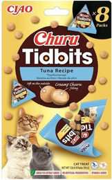 Produktbild von INABA Cat Churu Tidbits Tuna Recipe weiche und cremige Leckerlis mit Thunfisch für Katzen 8x12g