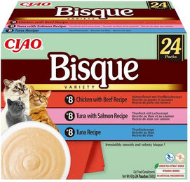 Produktbild von INABA Cat Ciao Bisque Variety 24x40g Cremesuppenmischung mit Thunfisch, Rind und Huhn für Katzen