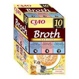 Produktbild von INABA Cat Ciao Broth Variety 10x40g mix bulionowy z kurczakiem, rybą i przegrzebkami