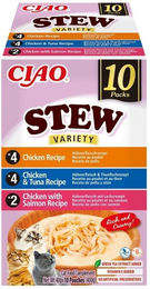 Produktbild von INABA Cat Ciao Stew Creamy Variety 10x40g Mix Leckerlis mit Huhn, Thunfisch und Lachs in cremiger Sauce