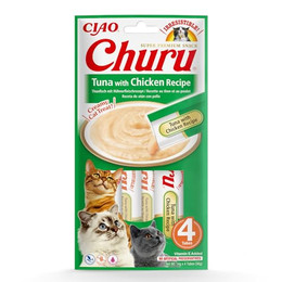 Produktbild von INABA Churu Cat cremiges Katzenleckerli mit Huhn und Thunfisch - 4 x 14 g