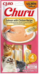 Produktbild von INABA Churu Cat Lachs & Huhn cremige Katzenleckerlis - 4 x 14 g