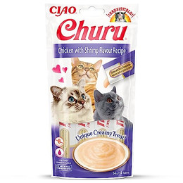Produktbild von INABA Churu Cat Püree Huhn & Garnelen - 4 x 14 g