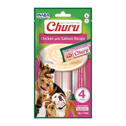 Produktbild von INABA Churu Huhn mit Lachs Hundesnack - 4 x 14 g