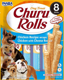 Produktbild von INABA Churu Rolls Chicken 8x12g Hähnchen-Käse-Wrap für Ihren Hund