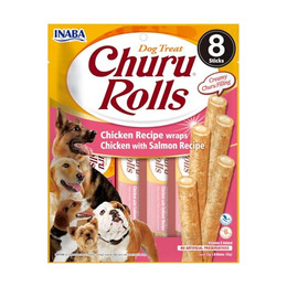 Produktbild von INABA Churu Rolls Chicken mit Lachs für Hunde - 8 x 12 g