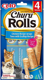 Produktbild von INABA Churu Rolls mit Huhn, Thunfisch und Jakobsmuscheln für Katzen - 4 x 10 g