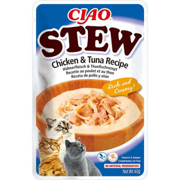 Produktbild von INABA CIAO Stew Hühner- und Thunfischgericht für Katzen - 12 x 40 g