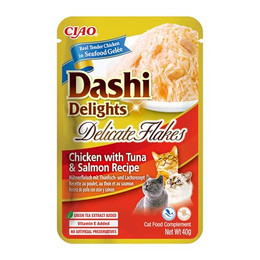 Produktbild von INABA Dashi Delights Delicate Flakes Katzenfutter nass Huhn, Thunfisch und Lachs - 40 g