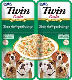 Produktbild von INABA Dog Twin Huhn, Gemüse in Brühe für Hunde 2x40 g