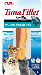 Produktbild von INABA Thunfischfilet in Tintenfischbrühe Katzensnack - 15 g