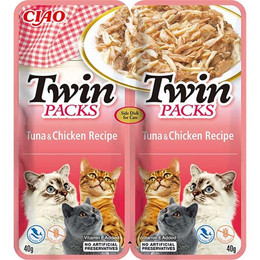 Produktbild von INABA Twin Thunfisch mit Huhn in Brühe für Katzen - 2 x 40 g
