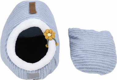 Produktbild von Indoor Katzenbett Höhle Gemütlich Halbgeschlossen Weich Plüsch PP Baumwolle Haustier Warme Höhlenhaus für Hunde Katzen M M(for 4-6.5kg)
