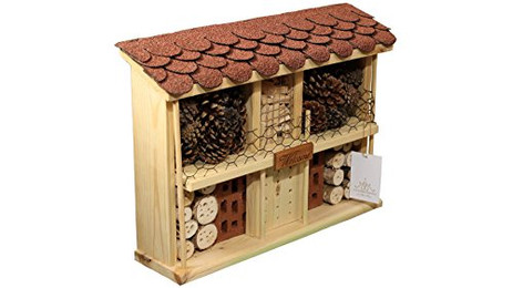 Produktbild von Insektenhotel Bausatz Landhaus Komfort für Wildbienen mit rotem Bitumen-Dach