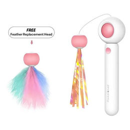 Produktbild von Interaktives Katzenspielzeug Einziehbares Katzenstabspielzeug für Kätzchen zum Spielen Katzenlaser-Reizstab Haustierbedarf Produkte Katzenzubehör NO LED rosa