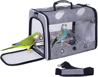 Produktbild von Interfashioner Vogeltrage für Reisen mit Metallschale und Stehstange