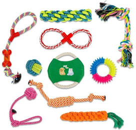Produktbild von INTIRILIFE 10x Hunde Kauspielzeug aus Baumwolle