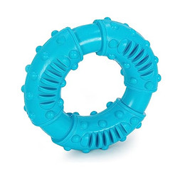 Produktbild von INTIRILIFE Hunde Kauspielzeug Kauring aus blauem Gummi