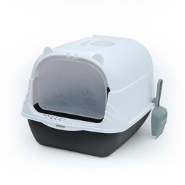 Produktbild von Intirilife Katzentoilette mit Deckel und Schaufel in Schwarz-Weiß